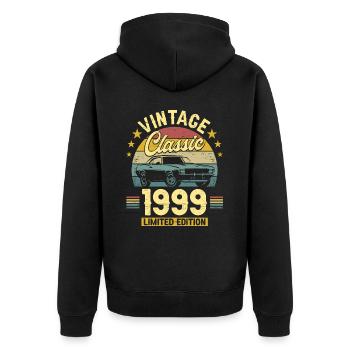 Voiture Vintage Année 1999 25 Ans Anniversaire - Veste à capuche bio Premium Unisexe - noir - Dos - Nico (187cm)