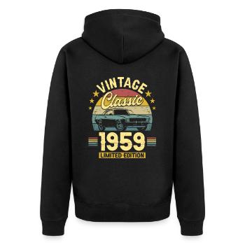 Vintage Car Year 1959 65 Years Anniversary - Unisex Premium Organic Zip Hoodie - black - Back - Nico (187cm)