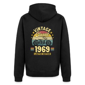 Motorcycle Year 1969 Biker 55 Years Anniversary - Unisex Premium Organic Zip Hoodie - black - Back - Nico (187cm)