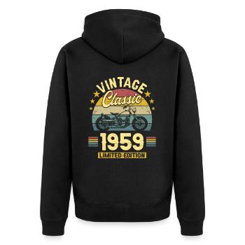 Motorcycle Year 1959 Biker 65 Years Anniversary - Unisex Premium Organic Zip Hoodie - black - Back - Nico (187cm)