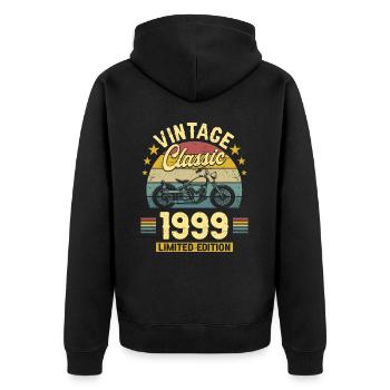Moto Année 1999 Motard 25 Ans Anniversaire - Veste à capuche bio Premium Unisexe - noir - Dos - Nico (187cm)