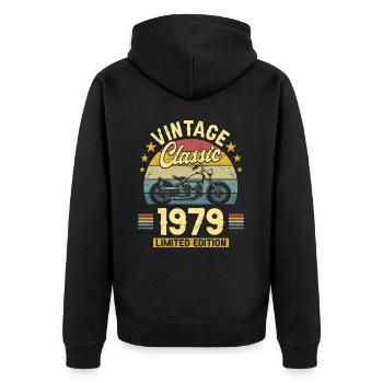 Motorcycle Year 1979 Biker 45 Years Anniversary - Unisex Premium Organic Zip Hoodie - black - Back - Nico (187cm)