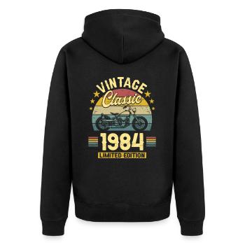 Motorcycle Year 1984 Biker 40 Years Anniversary - Unisex Premium Organic Zip Hoodie - black - Back - Nico (187cm)