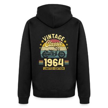 Moto Année 1964 Motard 60 Ans Anniversaire - Veste à capuche bio Premium Unisexe - noir - Dos - Nico (187cm)