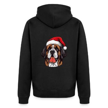 Portrait de Noël tête de chien Saint Bernand - Veste à capuche bio Premium Unisexe - noir - Dos - Nico (187cm)