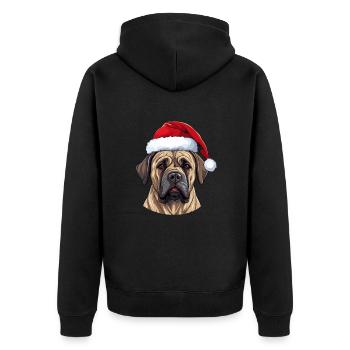 Boerboel Dog Head Christmas Portrait - Unisex Premium Organic Zip Hoodie - black - Back - Nico (187cm)