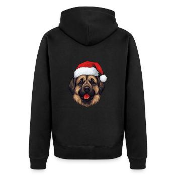 Leonberger Hund Kopf Weihnachten Portät - Unisex Premium Bio Zip Hoodie - Schwarz - Hinten - Nico (187cm)