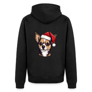 Portrait de Noël tête de chien chihuahua - Veste à capuche bio Premium Unisexe - noir - Dos - Nico (187cm)