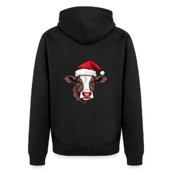 Kuh Kopf Weihnachten Portät - Unisex Premium Bio Zip Hoodie - Schwarz - Hinten - Nico (187cm)