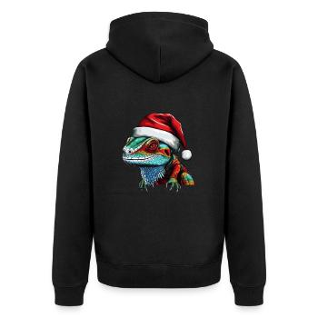 Lézard Iguane tête lézard Noël Portrait - Veste à capuche bio Premium Unisexe - noir - Dos - Nico (187cm)