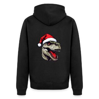 Dinosaur Head Christmas Portrait - Unisex Premium Organic Zip Hoodie - black - Back - Nico (187cm)