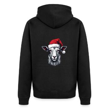 Ziege Kopf Weihnachten Portät - Unisex Premium Bio Zip Hoodie - Schwarz - Hinten - Nico (187cm)