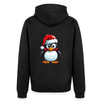 Pinguin Weihnachten Tier - Unisex Premium Bio Zip Hoodie - Schwarz - Hinten - Nico (187cm)