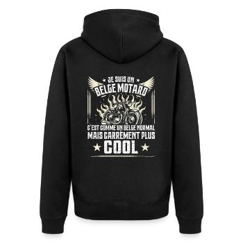 Carrément Plus Cool Belge Motard Cadeau Moto - Veste à capuche bio Premium Unisexe - noir - Dos - Nico (187cm)