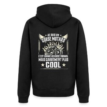 Carrément Plus Cool Corse Motard Cadeau Moto - Veste à capuche bio Premium Unisexe - noir - Dos - Nico (187cm)