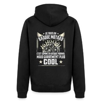 Carrément Plus Cool Basque Motard Cadeau Moto - Veste à capuche bio Premium Unisexe - noir - Dos - Nico (187cm)