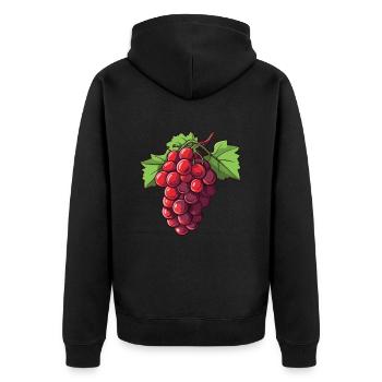 Weintrauben Symbol - Unisex Premium Bio Zip Hoodie - Schwarz - Hinten - Nico (187cm)
