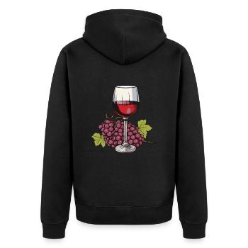 Wine Glass Grapes Wine - Unisex Premium Organic Zip Hoodie - black - Back - Nico (187cm)