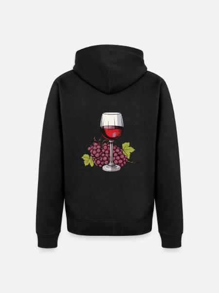Wine Glass Grapes Wine - Unisex Premium Organic Zip Hoodie - black
