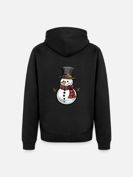 Schneemann Winter Comic - Unisex Premium Bio Zip Hoodie - Schwarz