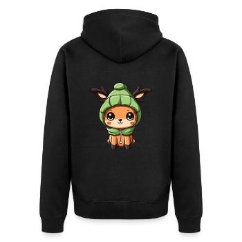 Deer Cute Winter - Unisex Premium Organic Zip Hoodie - black - Back - Nico (187cm)