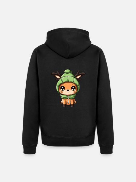 Reh Niedlich Winter - Unisex Premium Bio Zip Hoodie - Schwarz