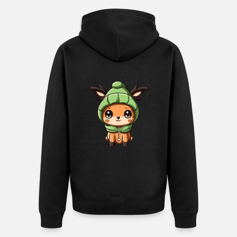 Cerf Mignon Hiver - Veste à capuche bio Premium Unisexe - noir