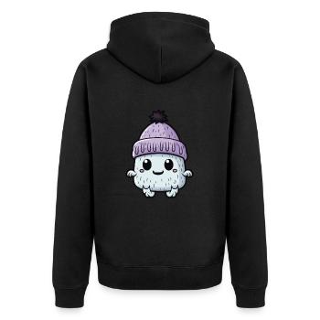 Eskimo Erkältung Winter Kreatur - Unisex Premium Bio Zip Hoodie - Schwarz - Hinten - Nico (187cm)