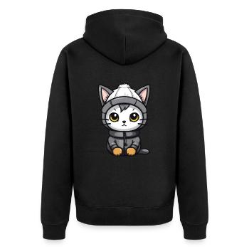 Katze Tier Baby Comic Winter - Unisex Premium Bio Zip Hoodie - Schwarz - Hinten - Nico (187cm)