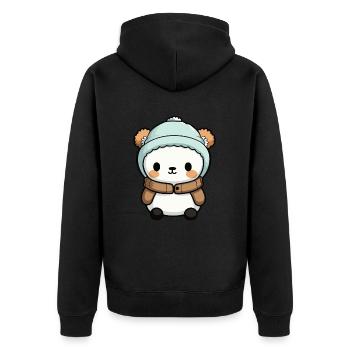 Polar Bear Polar Bear Animal Baby Comic Winter - Unisex Premium Organic Zip Hoodie - black - Back - Nico (187cm)