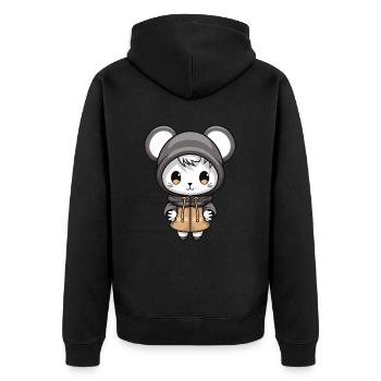Souris Animal Bébé Bande Dessinée Hiver - Veste à capuche bio Premium Unisexe - noir - Dos - Nico (187cm)