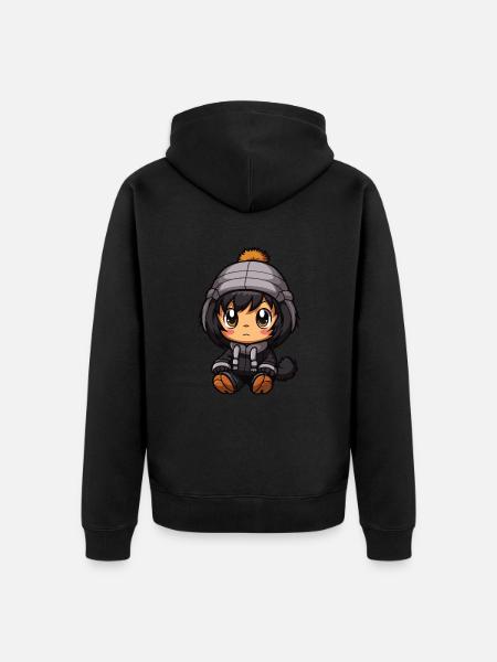 Monkey Animal Baby Comic Winter - Unisex Premium Organic Zip Hoodie - black