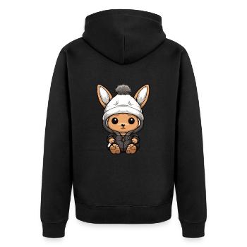 Lapin Animal Bébé Bande Dessinée Hiver - Veste à capuche bio Premium Unisexe - noir - Dos - Nico (187cm)