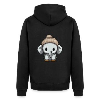 Elefant Tier Baby Comic Winter - Unisex Premium Bio Zip Hoodie - Schwarz - Hinten - Nico (187cm)