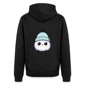 Eskimo Erkältung Winter Kreatur - Unisex Premium Bio Zip Hoodie - Schwarz - Hinten - Nico (187cm)