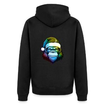 Gorilla Head Christmas Portrait Colorful - Unisex Premium Organic Zip Hoodie - black - Back - Nico (187cm)