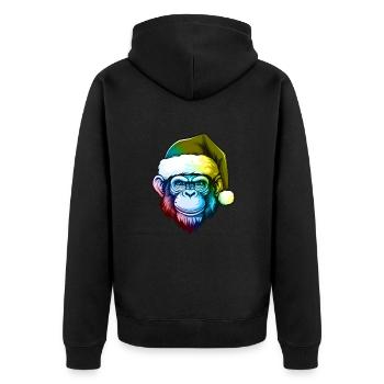 Affe Kopf Weihnachten Portät Bunt - Unisex Premium Bio Zip Hoodie - Schwarz - Hinten - Nico (187cm)