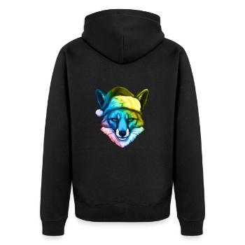 Fuchs Kopf Weihnachten Portät Bunt - Unisex Premium Bio Zip Hoodie - Schwarz - Hinten - Nico (187cm)