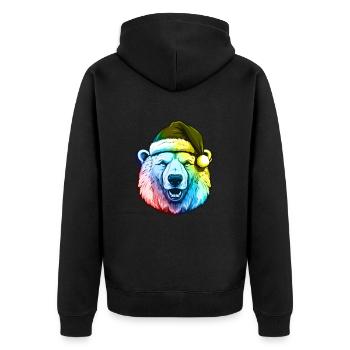 Polar Bear Head Christmas Portrait Polar Bear Colorful - Unisex Premium Organic Zip Hoodie - black - Back - Nico (187cm)