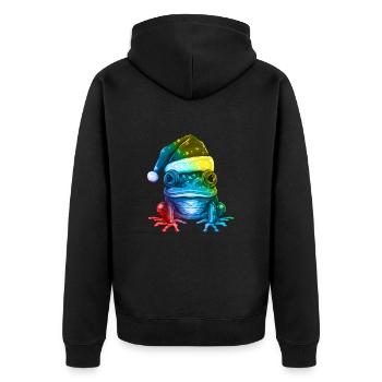 Tête de grenouille Noël Portrait coloré - Veste à capuche bio Premium Unisexe - noir - Dos - Nico (187cm)