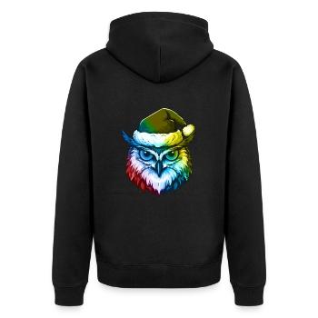 Tête de hibou Noël Portrait coloré - Veste à capuche bio Premium Unisexe - noir - Dos - Nico (187cm)