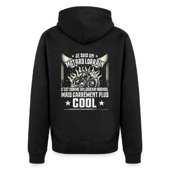 Carrément Plus Cool Motard Lorrain Cadeau Moto - Veste à capuche bio Premium Unisexe - noir - Dos - Nico (187cm)