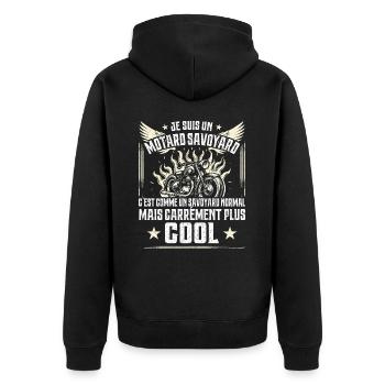 Carrément Plus Cool Motard Savoyard Cadeau Moto - Veste à capuche bio Premium Unisexe - noir - Dos - Nico (187cm)