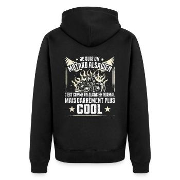 Carrément Plus Cool Motard Alsacien Cadeau Moto - Veste à capuche bio Premium Unisexe - noir - Dos - Nico (187cm)