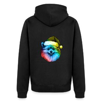 Portrait de Noël de Poméranie Chien de Poméranie coloré - Veste à capuche bio Premium Unisexe - noir - Dos - Nico (187cm)