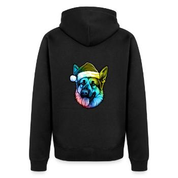 German Shepherd Dog Head Christmas Portrait Colorful - Unisex Premium Organic Zip Hoodie - black - Back - Nico (187cm)