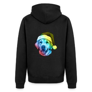 Labrador Hund Kopf Weihnachten Portät Bunt - Unisex Premium Bio Zip Hoodie - Schwarz - Hinten - Nico (187cm)