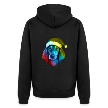 Dackel Hund Kopf Weihnachten Bunt - Unisex Premium Bio Zip Hoodie - Schwarz - Hinten - Nico (187cm)
