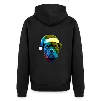 Staffordshire Bull Terrier Dog Head Christmas B - Unisex Premium Organic Zip Hoodie - black - Back - Nico (187cm)
