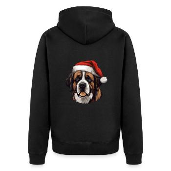 Tête de Noël de chien Saint Bernand - Veste à capuche bio Premium Unisexe - noir - Dos - Nico (187cm)